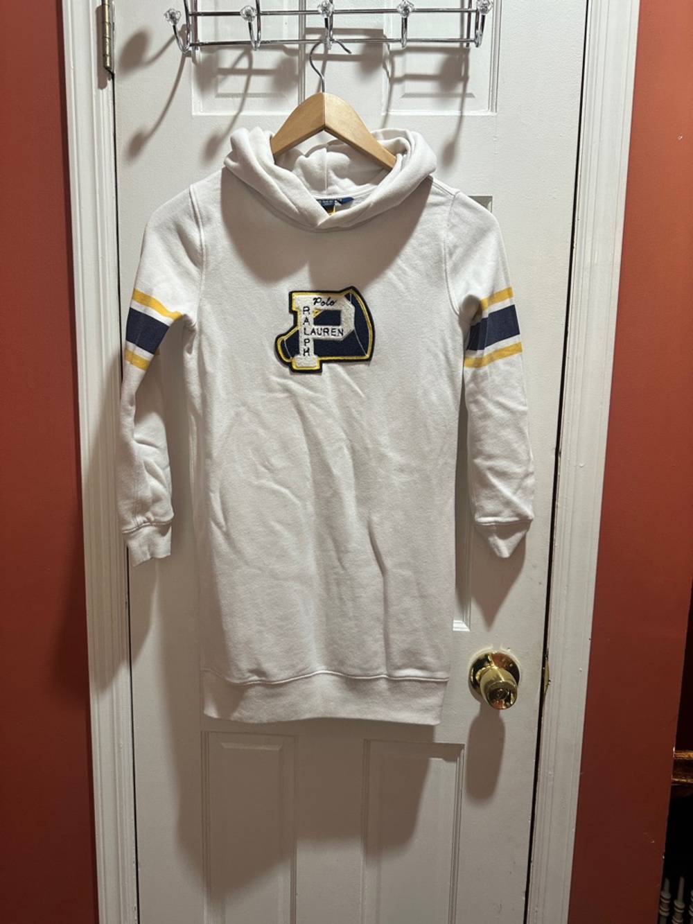Polo by Ralph Lauren White Hoodie with Navy & Yellow Label